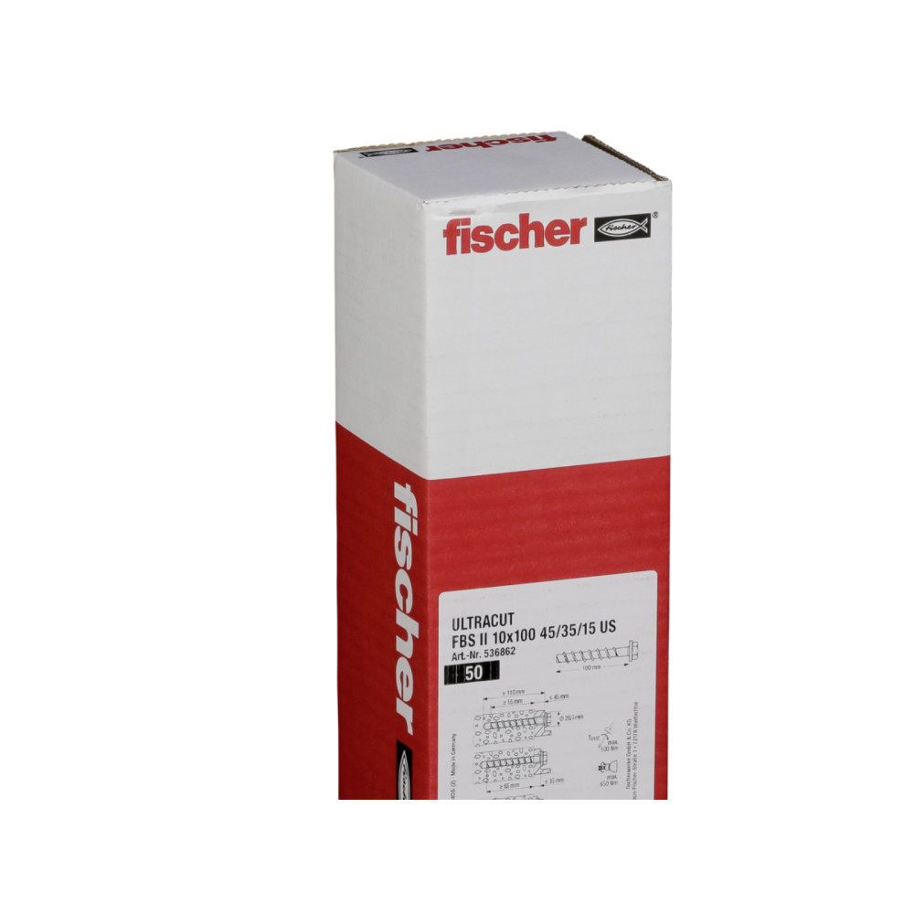 Produktbild för Fischer 536862, Skruv, Betong, Hex, Rostfritt stål, 100 mm,...