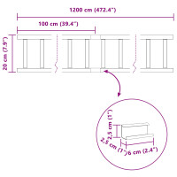 Produktbild för Taksnöskydd Antracit 1200 x 2,5 x 20 cm Stål