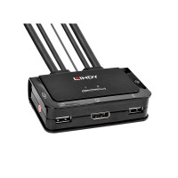 Produktbild för Lindy 2 Port DisplayPort 1.2, USB 2.0 & Audio Cable KVM Switch - omkopplare för tangentbord/video/mus/ljud - 2 portar