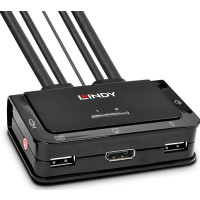 Produktbild för Lindy 2 Port DisplayPort 1.2, USB 2.0 & Audio Cable KVM Switch - omkopplare för tangentbord/video/mus/ljud - 2 portar