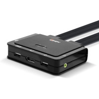 Produktbild för Lindy 2 Port DisplayPort 1.2, USB 2.0 & Audio Cable KVM Switch - omkopplare för tangentbord/video/mus/ljud - 2 portar