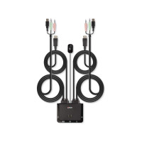 Produktbild för Lindy 2 Port DisplayPort 1.2, USB 2.0 & Audio Cable KVM Switch - omkopplare för tangentbord/video/mus/ljud - 2 portar