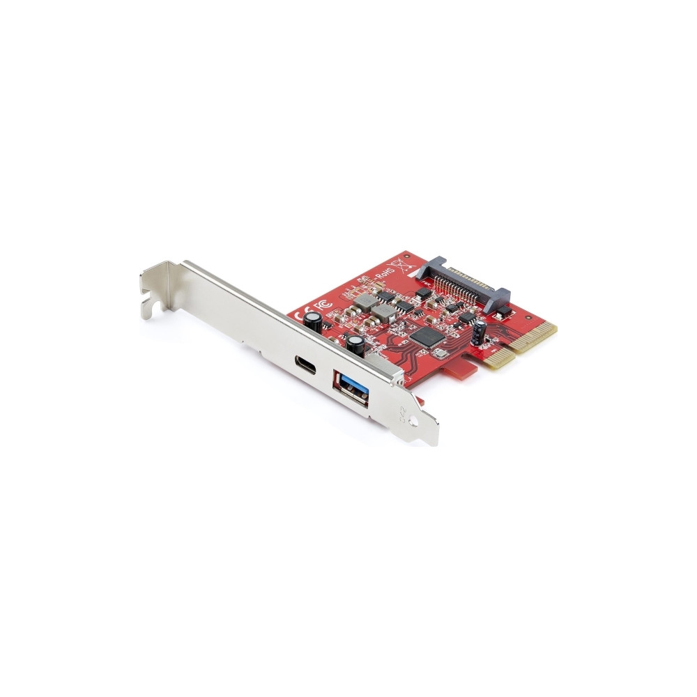 Produktbild för Startech 2 portar 10 Gbit/s USB-A &amp;amp; USB-C PCIe-kort - USB 3.1 Gen 2 PCI Express Type C/A-kortadapter för värdkontroller - USB 3.2 Gen 2x1 PCIe Expansion-tilläggskort - Windows, macOS, Linux - USB-adapter - PCIe 3.0 x4 - USB-C 3.1 x 1 + USB 3.1 Gen