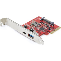 Produktbild för Startech 2 portar 10 Gbit/s USB-A &amp;amp; USB-C PCIe-kort - USB 3.1 Gen 2 PCI Express Type C/A-kortadapter för värdkontroller - USB 3.2 Gen 2x1 PCIe Expansion-tilläggskort - Windows, macOS, Linux - USB-adapter - PCIe 3.0 x4 - USB-C 3.1 x 1 + USB 3.1 Gen