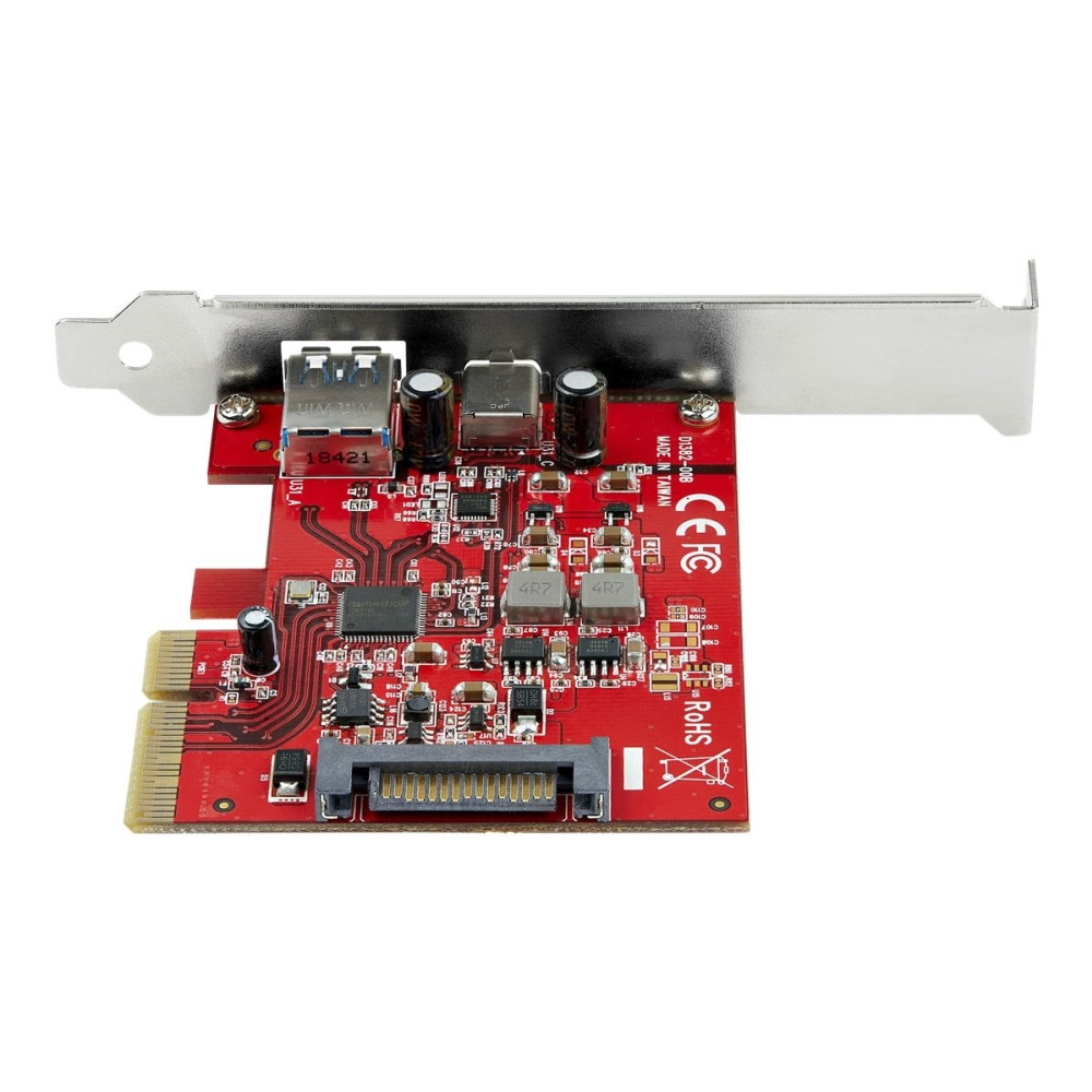 Produktbild för Startech 2 portar 10 Gbit/s USB-A &amp;amp; USB-C PCIe-kort - USB 3.1 Gen 2 PCI Express Type C/A-kortadapter för värdkontroller - USB 3.2 Gen 2x1 PCIe Expansion-tilläggskort - Windows, macOS, Linux - USB-adapter - PCIe 3.0 x4 - USB-C 3.1 x 1 + USB 3.1 Gen