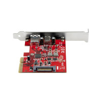 Produktbild för Startech 2 portar 10 Gbit/s USB-A &amp;amp; USB-C PCIe-kort - USB 3.1 Gen 2 PCI Express Type C/A-kortadapter för värdkontroller - USB 3.2 Gen 2x1 PCIe Expansion-tilläggskort - Windows, macOS, Linux - USB-adapter - PCIe 3.0 x4 - USB-C 3.1 x 1 + USB 3.1 Gen