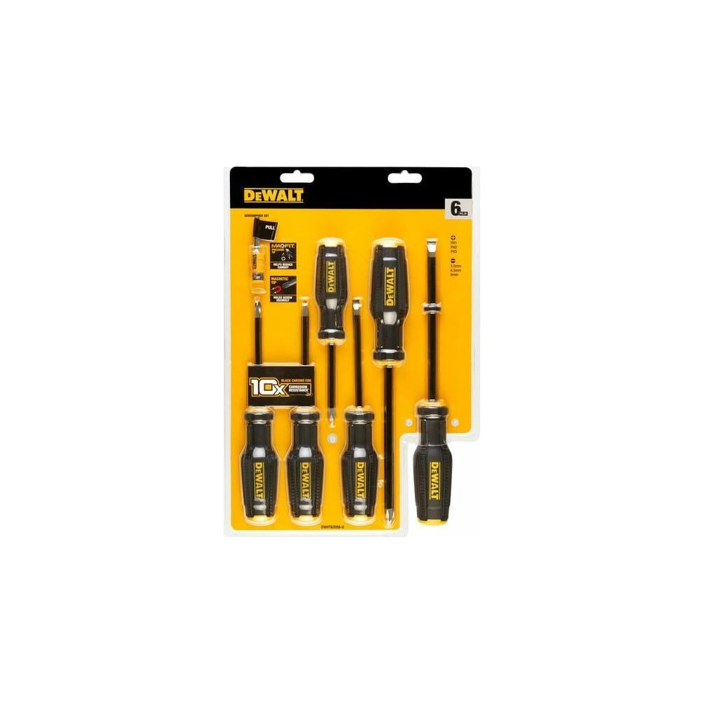 Produktbild för DeWalt set med 6 st skruvmejslar FULLFIT med magnetiserare [...