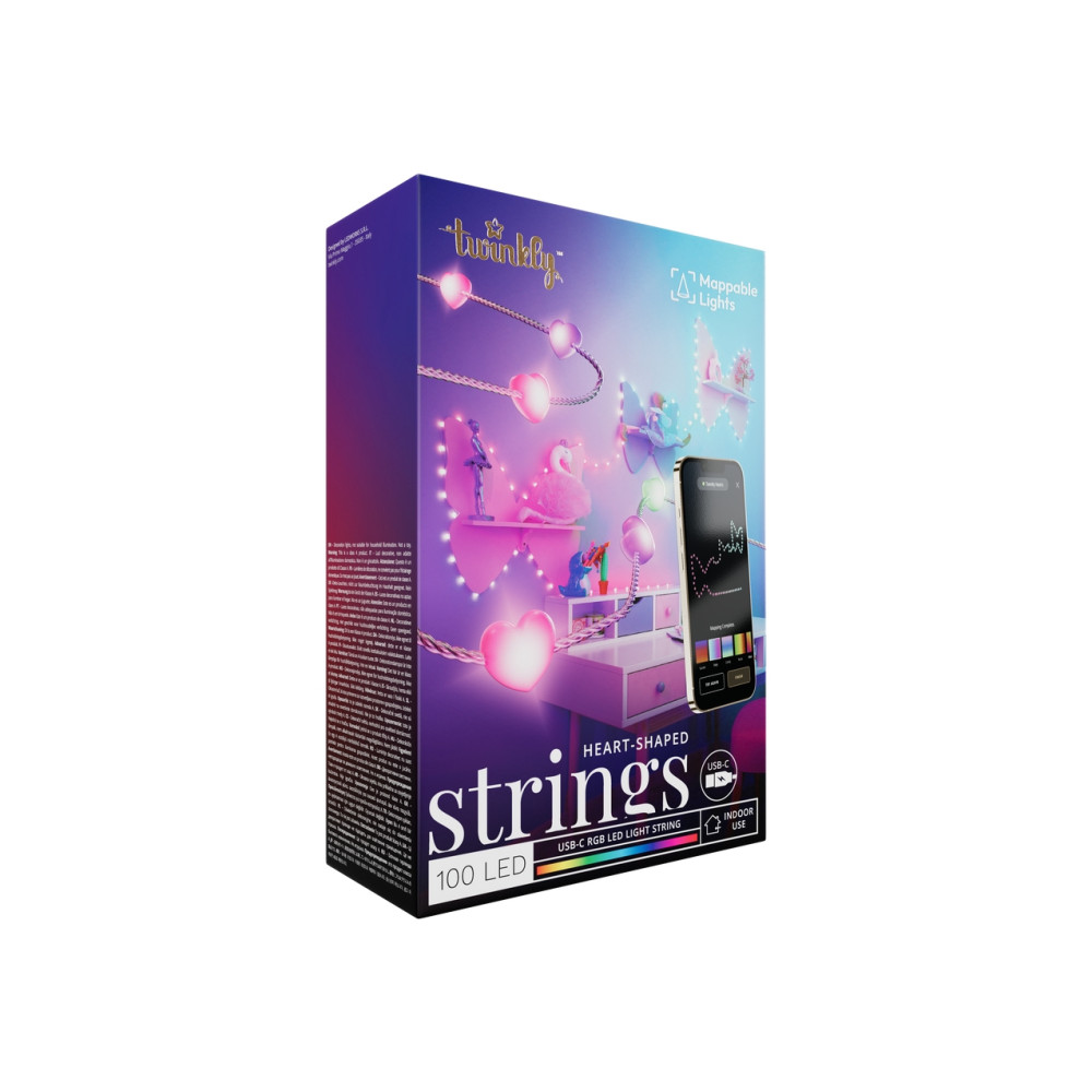 Produktbild för Twinkly Candies - stränglampor - LED x 200 - 16 miljoner färger - hjärtan - grön