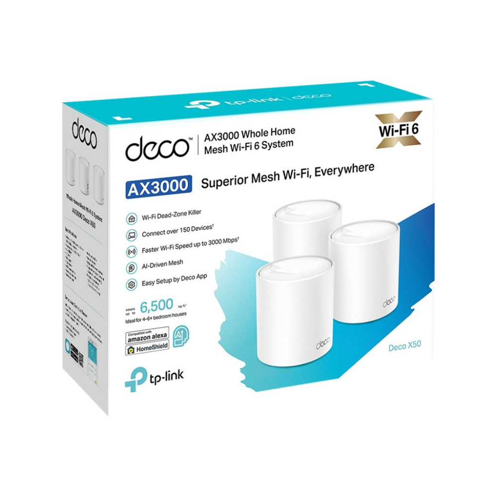 Produktbild för TP-Link Deco X50 - Wifi-system - Wi-Fi 6 - skrivbordsmodell