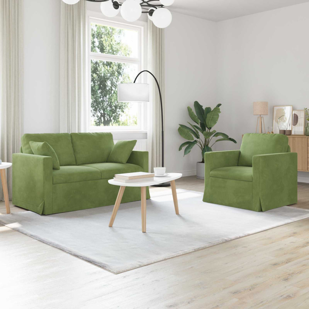 Produktbild för Soffset 2 pcs Ljusgrön 138 x 78 x 80 cm Sammet