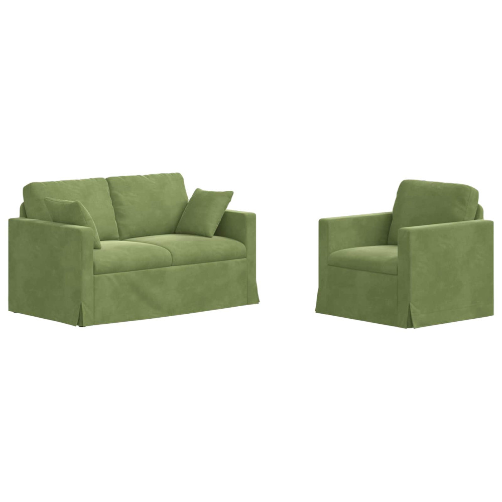 Produktbild för Soffset 2 pcs Ljusgrön 138 x 78 x 80 cm Sammet
