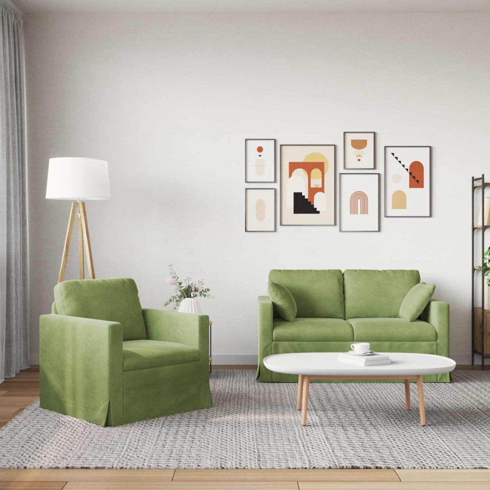 Produktbild för Soffset 2 pcs Ljusgrön 138 x 78 x 80 cm Sammet
