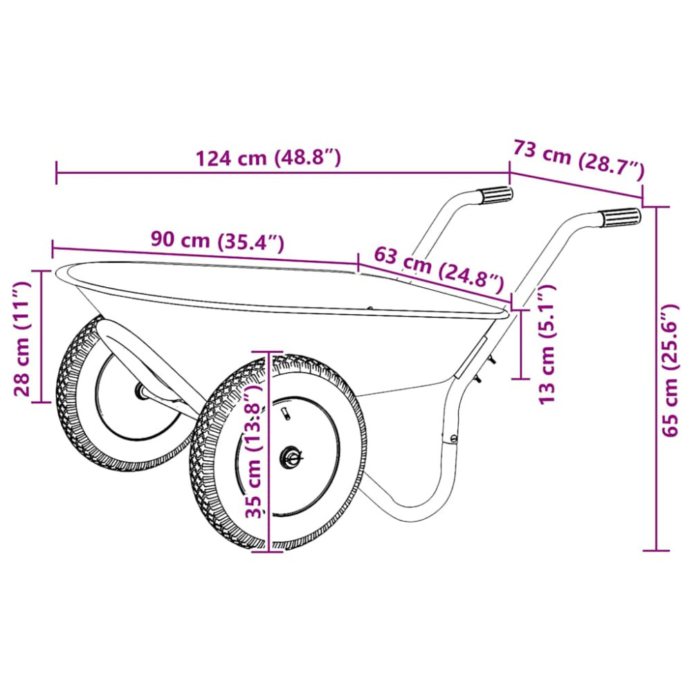 Produktbild för Vagn Silver och svart 124 x 73 x 65 cm Stål