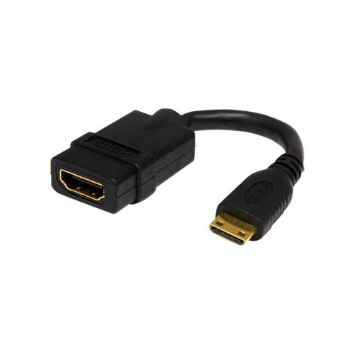 StarTech.com StarTech.com 5in Mini HDMI to HDMI Adapter, 4K High Speed HDMI Adapter, 4K 30Hz Ultra HD High Speed HDMI Adapter, HDMI 1.4, Gold Plated Connectors, UHD Mini HDMI Adapter 4K, Black - Mini HDMI to HDMI Converter - HDMI-adapter - 1.3 cm