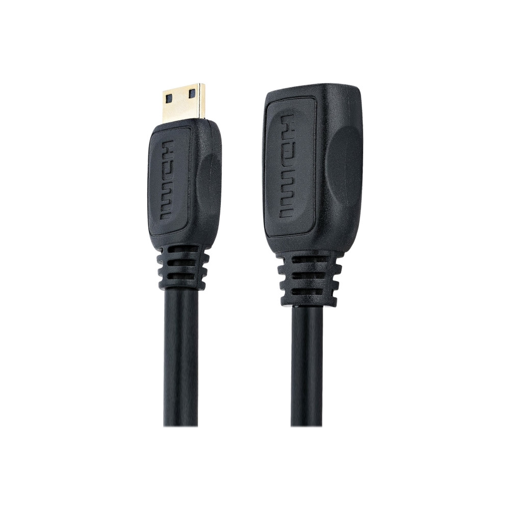 Produktbild för StarTech.com 5in Mini HDMI to HDMI Adapter, 4K High Speed HDMI Adapter, 4K 30Hz Ultra HD High Speed HDMI Adapter, HDMI 1.4, Gold Plated Connectors, UHD Mini HDMI Adapter 4K, Black - Mini HDMI to HDMI Converter - HDMI-adapter - 1.3 cm