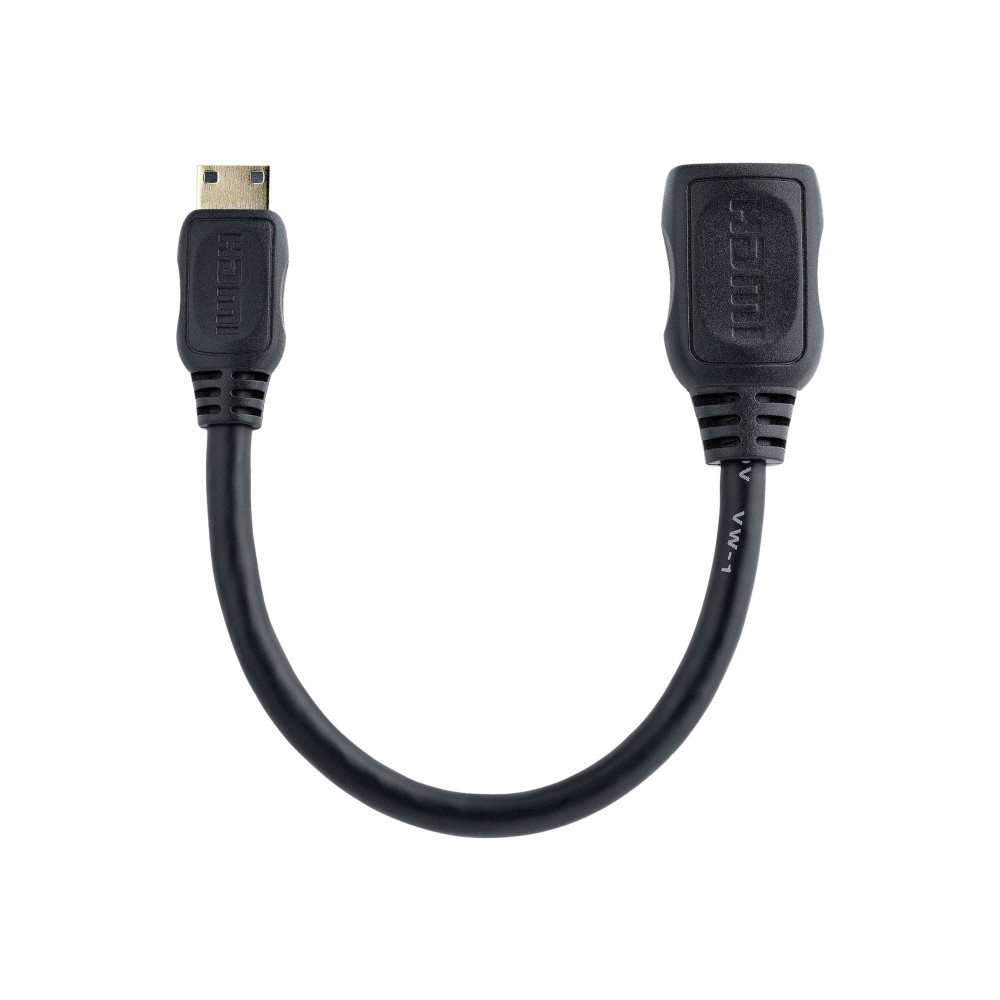 Produktbild för StarTech.com 5in Mini HDMI to HDMI Adapter, 4K High Speed HDMI Adapter, 4K 30Hz Ultra HD High Speed HDMI Adapter, HDMI 1.4, Gold Plated Connectors, UHD Mini HDMI Adapter 4K, Black - Mini HDMI to HDMI Converter - HDMI-adapter - 1.3 cm