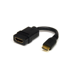 Produktbild för StarTech.com 5in Mini HDMI to HDMI Adapter, 4K High Speed HDMI Adapter, 4K 30Hz Ultra HD High Speed HDMI Adapter, HDMI 1.4, Gold Plated Connectors, UHD Mini HDMI Adapter 4K, Black - Mini HDMI to HDMI Converter - HDMI-adapter - 1.3 cm