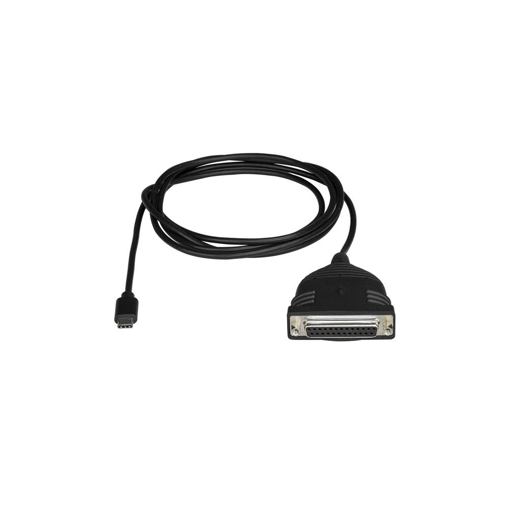 Produktbild för StarTech USB C to Parallel Printer Cable - DB25 Female Port for IEEE1284 Printers - Bus Powered - Printer Cable Adapter - USB to DB25 (ICUSBCPLLD25) - USB-/parallellkabel - USB-C till DB-25 - 183 cm