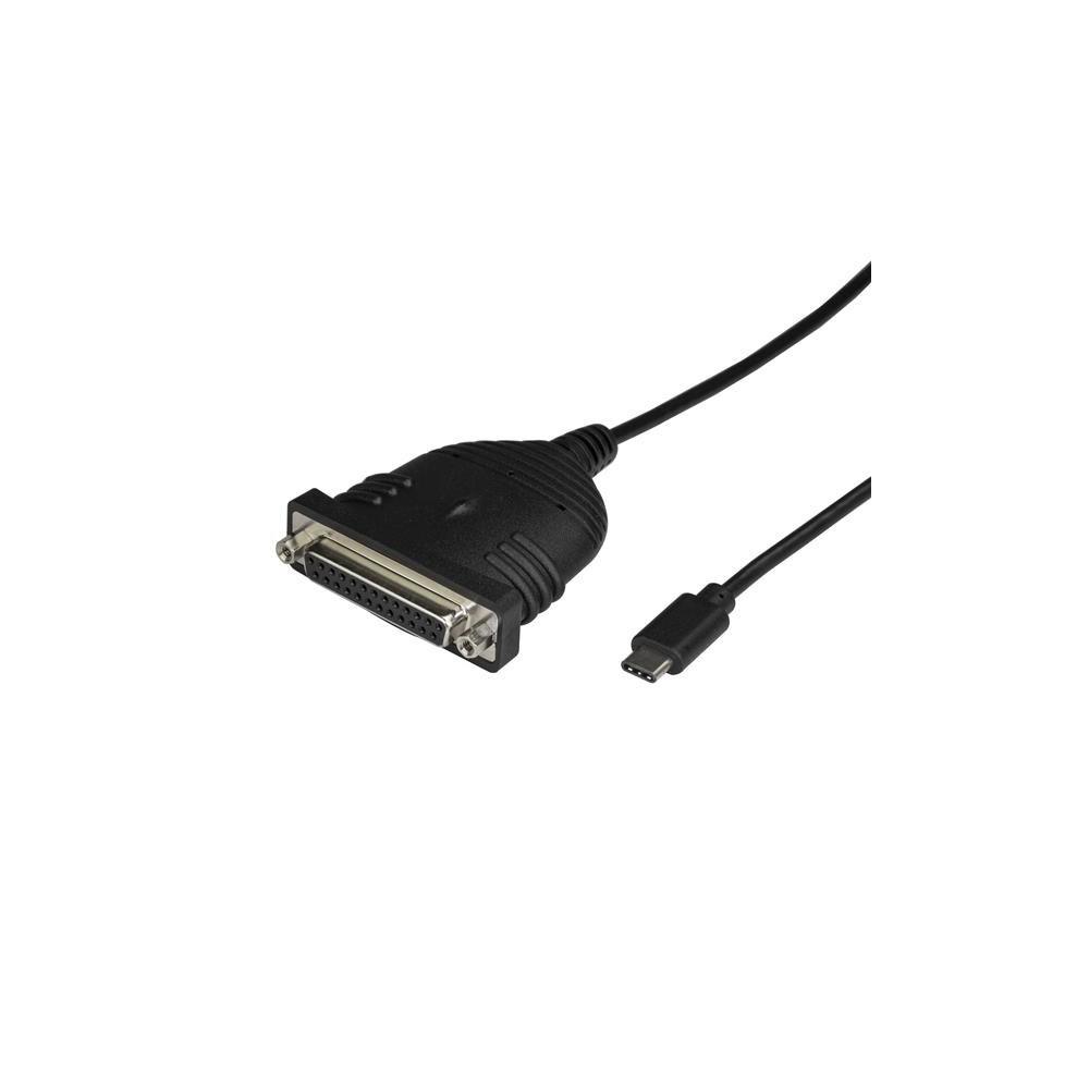 Produktbild för StarTech USB C to Parallel Printer Cable - DB25 Female Port for IEEE1284 Printers - Bus Powered - Printer Cable Adapter - USB to DB25 (ICUSBCPLLD25) - USB-/parallellkabel - USB-C till DB-25 - 183 cm