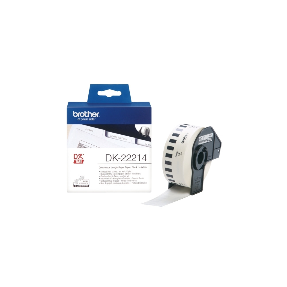 Produktbild för Brother DK-22214 - termiskt papper - Rulle (1,2 cm x 30,5 m)