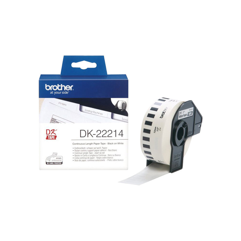 Produktbild för Brother DK-22214 - termiskt papper - Rulle (1,2 cm x 30,5 m)