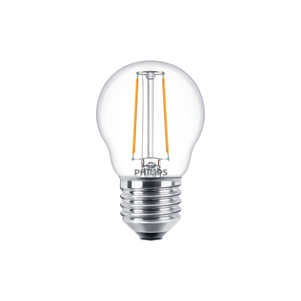 Produktbild för Philips - LED-glödlampa med filament - form: P45 - klar finish - E27 - 2 W - varmt vitt ljus - 2700 K - transparent