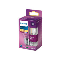 Produktbild för Philips - LED-glödlampa med filament - form: P45 - klar finish - E27 - 2 W - varmt vitt ljus - 2700 K - transparent