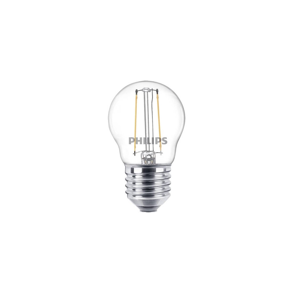 Produktbild för Philips - LED-glödlampa med filament - form: P45 - klar finish - E27 - 2 W - varmt vitt ljus - 2700 K - transparent