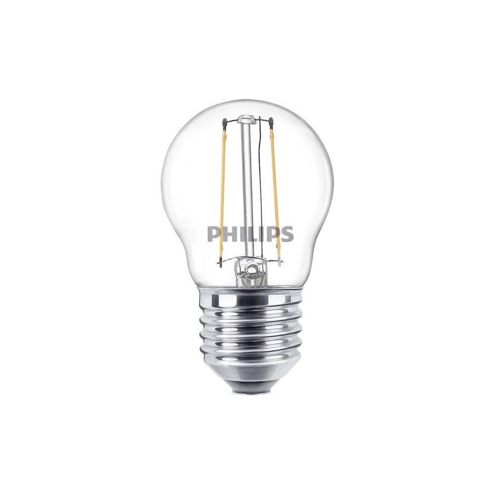 Produktbild för Philips - LED-glödlampa med filament - form: P45 - klar finish - E27 - 2 W - varmt vitt ljus - 2700 K - transparent