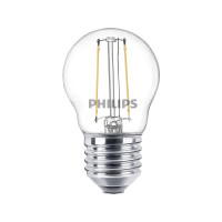 Produktbild för Philips - LED-glödlampa med filament - form: P45 - klar finish - E27 - 2 W - varmt vitt ljus - 2700 K - transparent