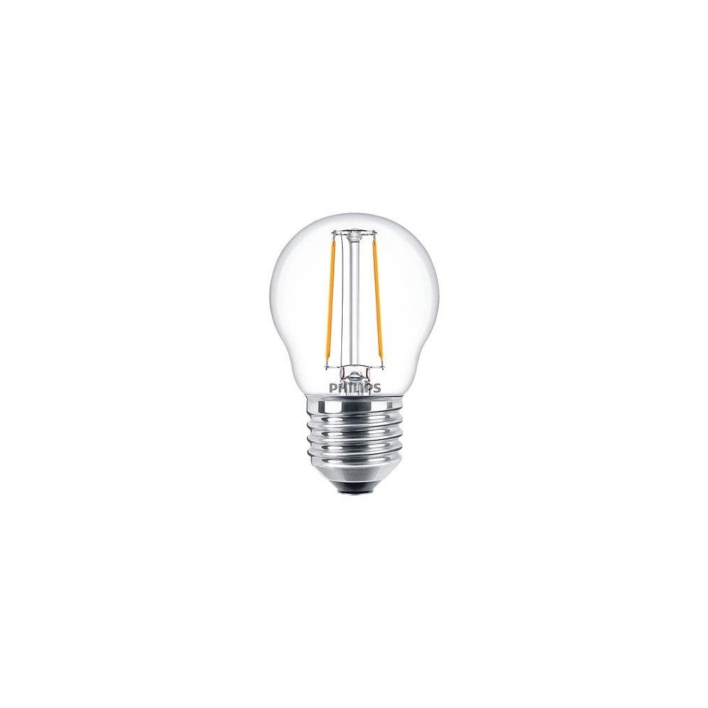 Produktbild för Philips - LED-glödlampa med filament - form: P45 - klar finish - E27 - 2 W - varmt vitt ljus - 2700 K - transparent
