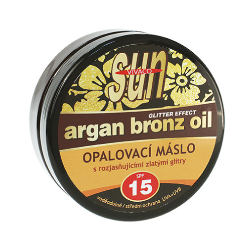 Vivaco Vivaco SUN Argan Bronz Oil suntan butter with brightening gold glitter and organic argan oil spf 15 200 ml