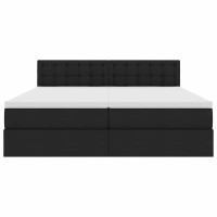 Produktbild för LED förvaringssäng med madrass Svart 180 x 200 cm Tyg