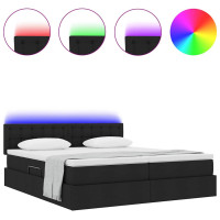 Produktbild för LED förvaringssäng med madrass Svart 180 x 200 cm Tyg