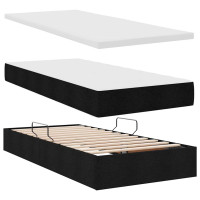 Produktbild för LED förvaringssäng med madrass Svart 180 x 200 cm Tyg