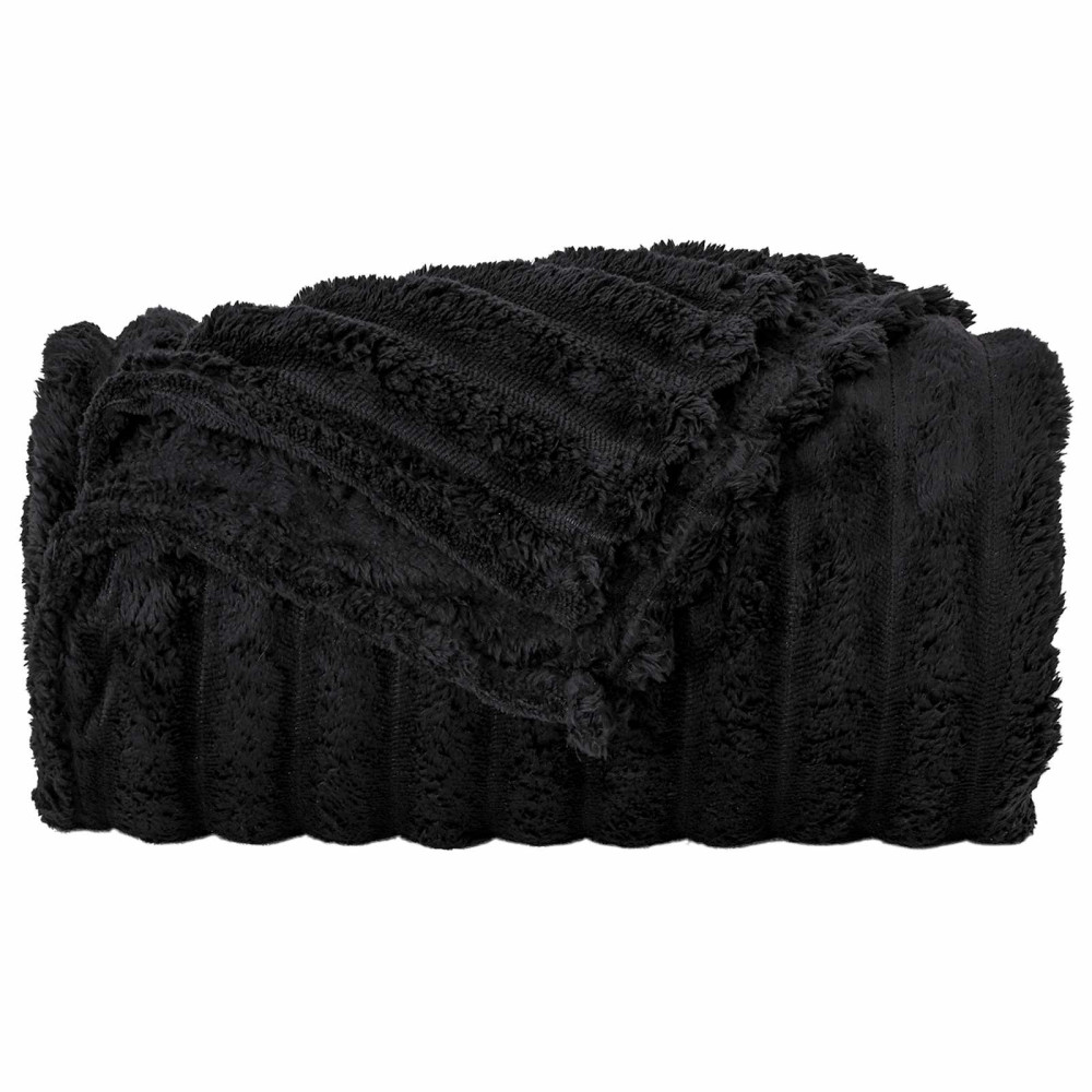 Produktbild för Kastfilt Svart 270 x 240 cm Fleece