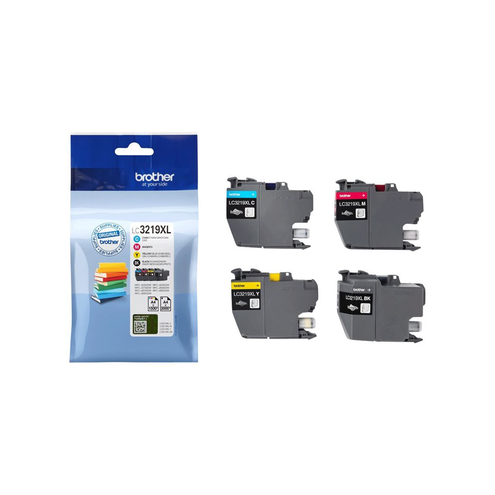 Produktbild för Brother LC3219XL Value Pack - 4-pack - XL - svart, gul, cyan, magenta - original - bläckpatron