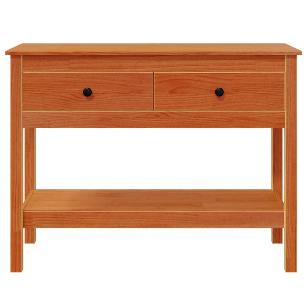Produktbild för Konsolbord med låda Vaxbrun 100 x 35 x 75 cm Massivt furuvirke