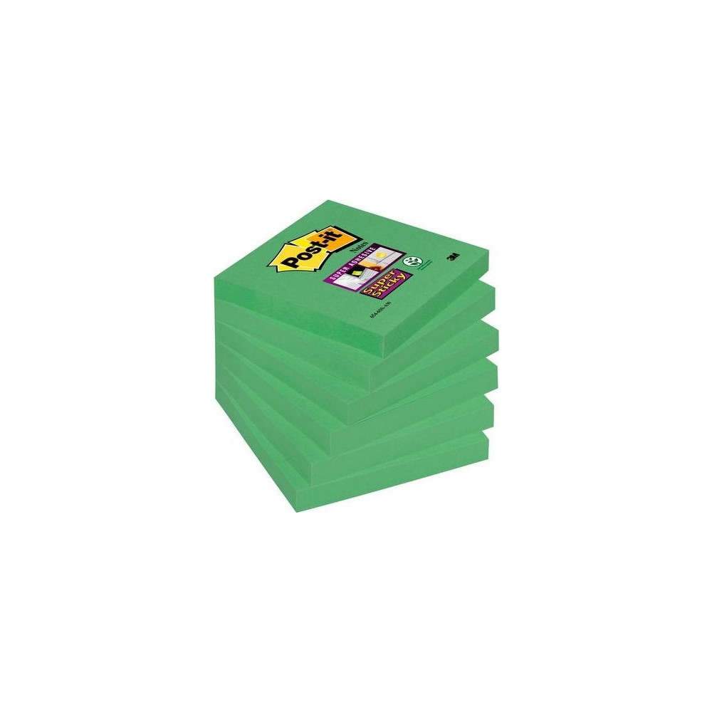Produktbild för Post-it Super Sticky 654-6SS-GRN - anteckningar - 76 x 76 mm - 540 ark (6 x 90)