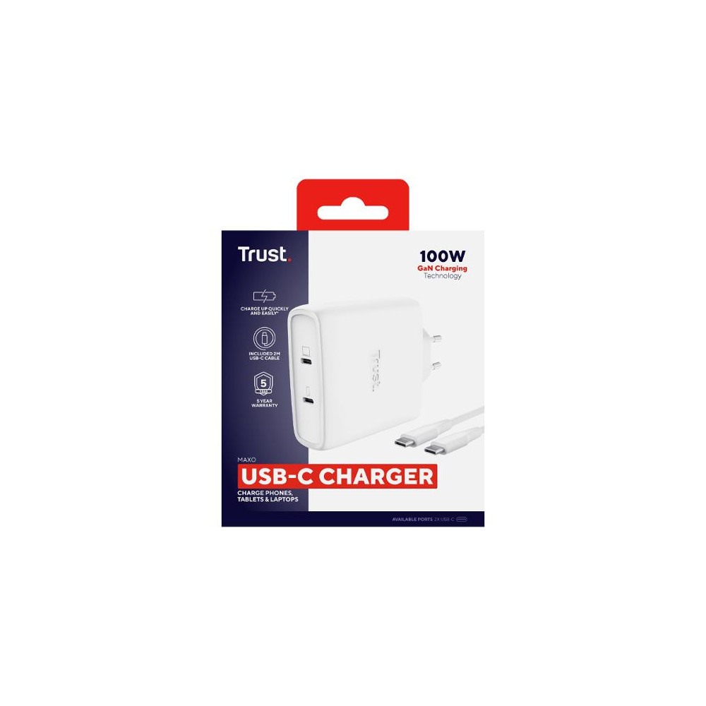 Produktbild för Laddare TRUST Maxo 100W USB-C vit