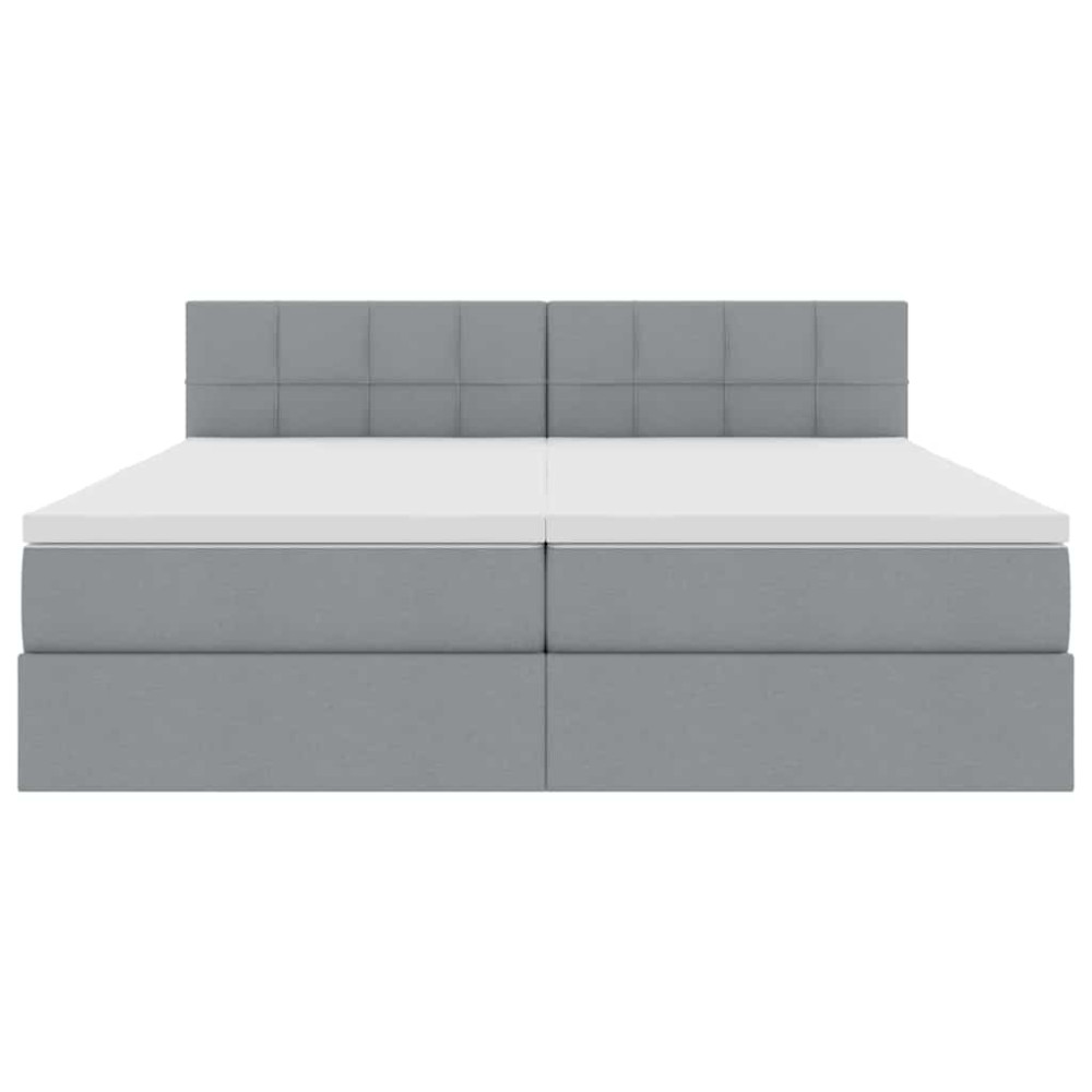 Produktbild för LED förvaringssäng med madrass Ljusgrå 180 x 200 cm Tyg