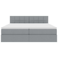 Produktbild för LED förvaringssäng med madrass Ljusgrå 180 x 200 cm Tyg