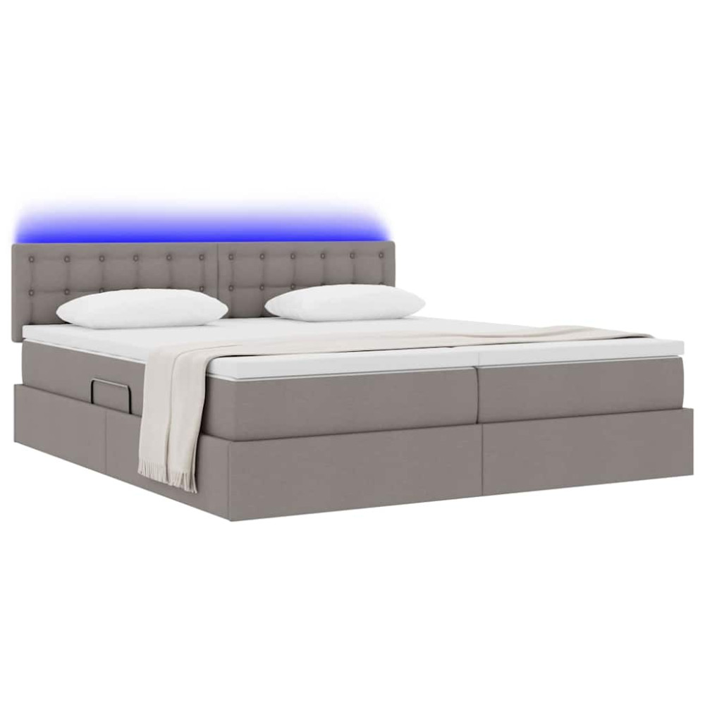 Produktbild för LED förvaringssäng med madrass Taupe 180 x 200 cm Tyg