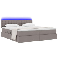 Produktbild för LED förvaringssäng med madrass Taupe 180 x 200 cm Tyg