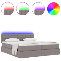 Produktbild för LED förvaringssäng med madrass Taupe 180 x 200 cm Tyg