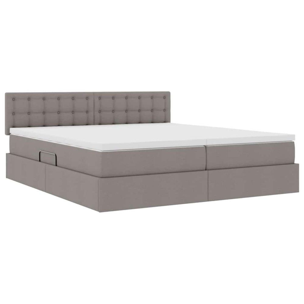 Produktbild för LED förvaringssäng med madrass Taupe 180 x 200 cm Tyg