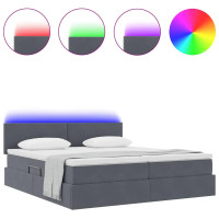 Produktbild för LED förvaringssäng med madrass Mörkgrå 180 x 200 cm Sammet