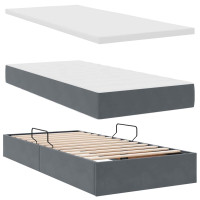 Produktbild för LED förvaringssäng med madrass Mörkgrå 180 x 200 cm Sammet