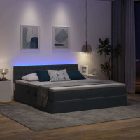 Produktbild för LED förvaringssäng med madrass Mörkgrå 180 x 200 cm Sammet