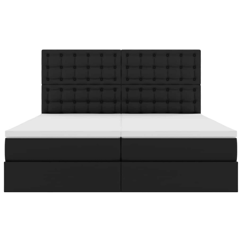 Produktbild för Förvaringssäng med LED Svart 180 x 200 cm Konstläder